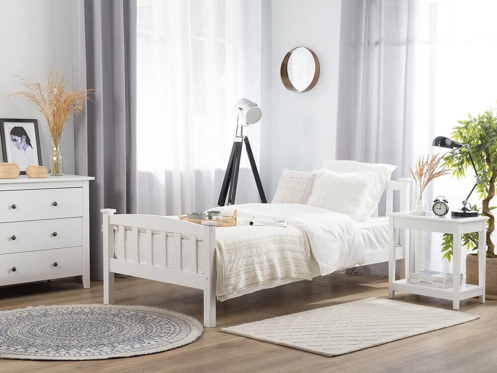 Letto singolo in legno di pino bianco 90 x 200 cm rete a doghe