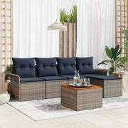 Set Divano da Giardino con cuscino 6 pcs Grigio polyrattan