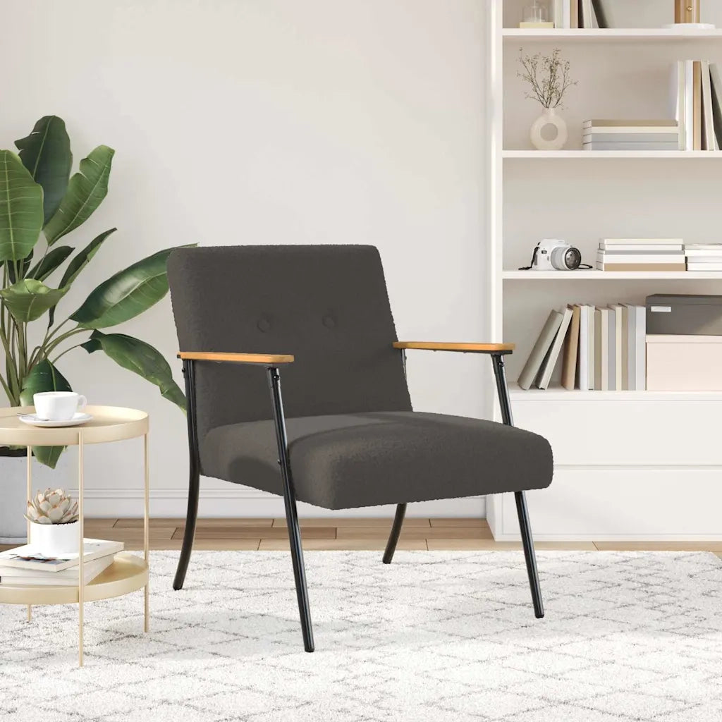 Poltrona | Sedia Relax Grigio scuro Tessuto simile alla lana ricci