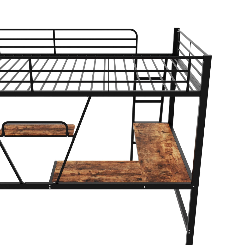 Letto a soppalco 90x200 cm con scrivania a L e scaffale