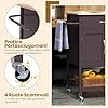 Carrello da Cucina con Cassetto, Isola da Cucina con 2 Ante Vassoio Inferiore e Porta Asciugamani, Carrello con Ruote per Sala da Pranzo Soggiorno Bar, 73x48x90 cm (Marrone)