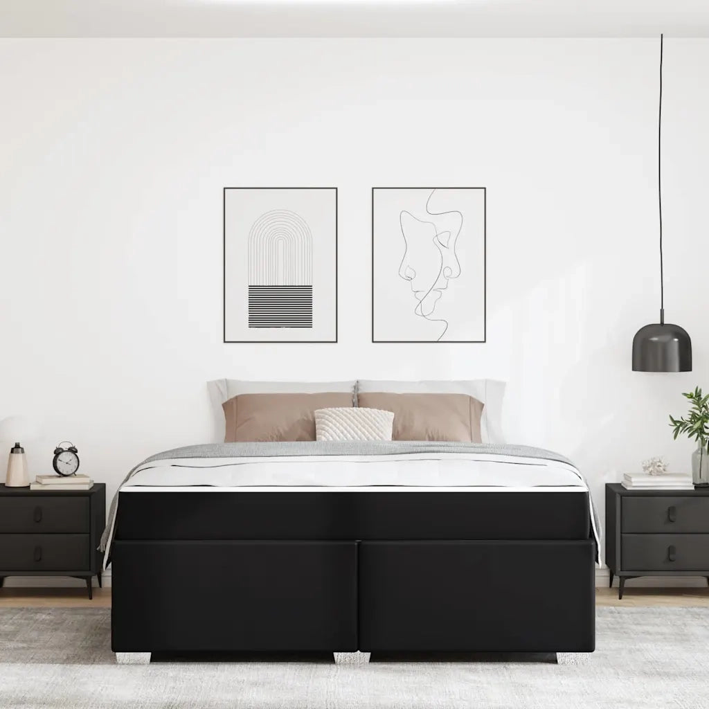 Struttura del letto con materasso Nero 180 x 200 cm Tessuto