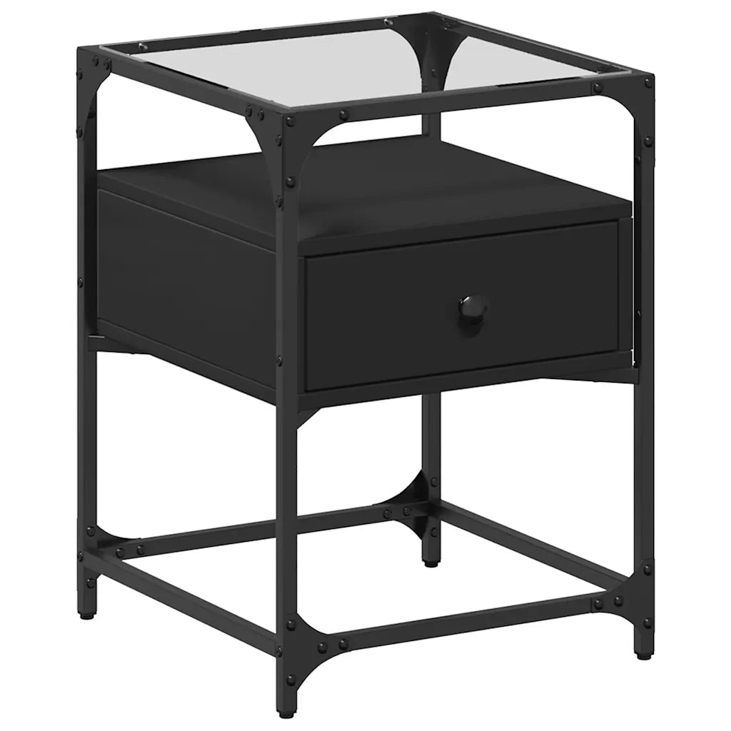 Set di 2 Comodini | Armadio da Notte | Mobiletto da notte Neri 40x40x55 cm in Legno Multistrato