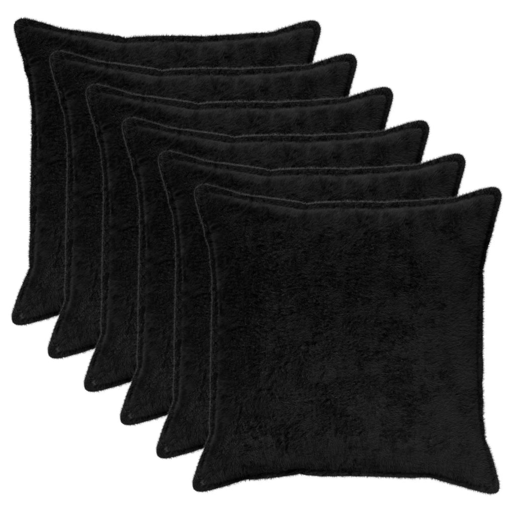 Federa 6 pcs HOUTEN Nero 70 x 70 cm Pelliccia di Coniglio Finta 921532