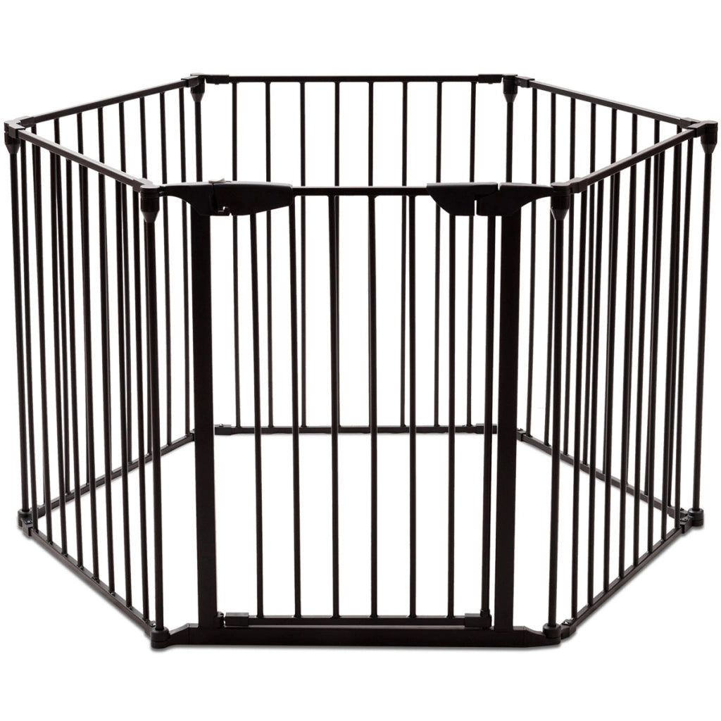 Recinto pieghevole 6 pezzi Cancelleto di sicurezza in ferro 380x75cm Nero-Cancelli