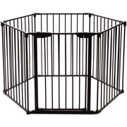 Recinto pieghevole 6 pezzi Cancelleto di sicurezza in ferro 380x75cm Nero-Cancelli