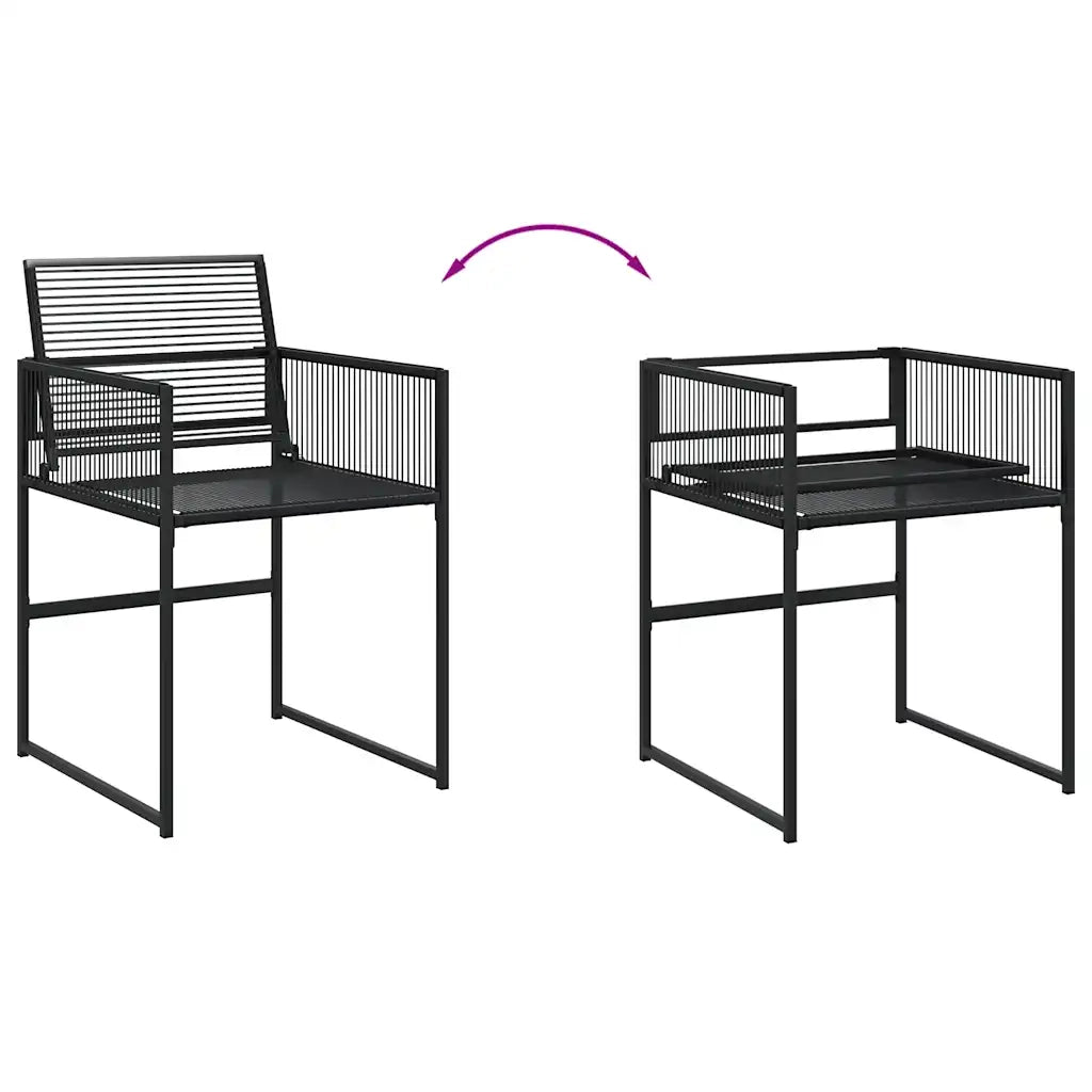Set da Pranzo da Giardino 11 pz in Polyrattan Nero