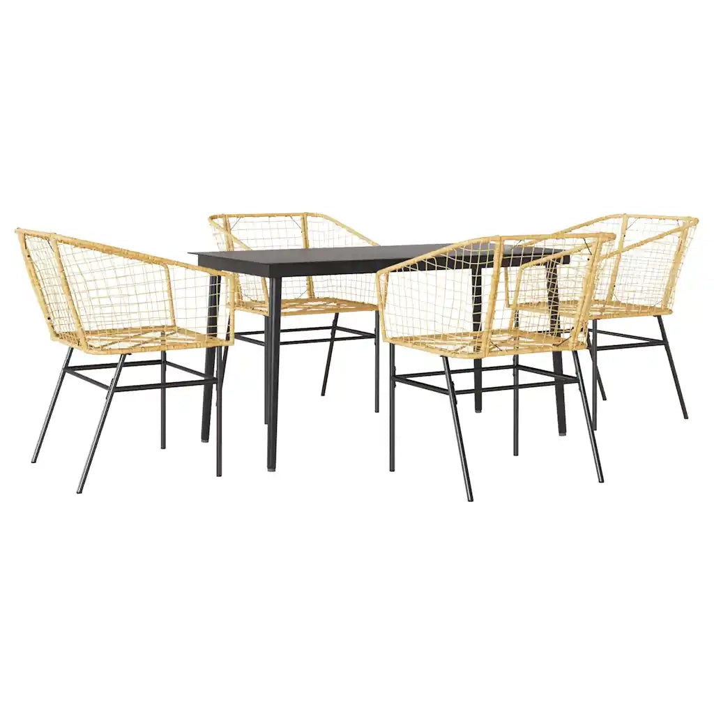 vidaXL Set da Pranzo da Giardino 5pz Polyrattan Vetro