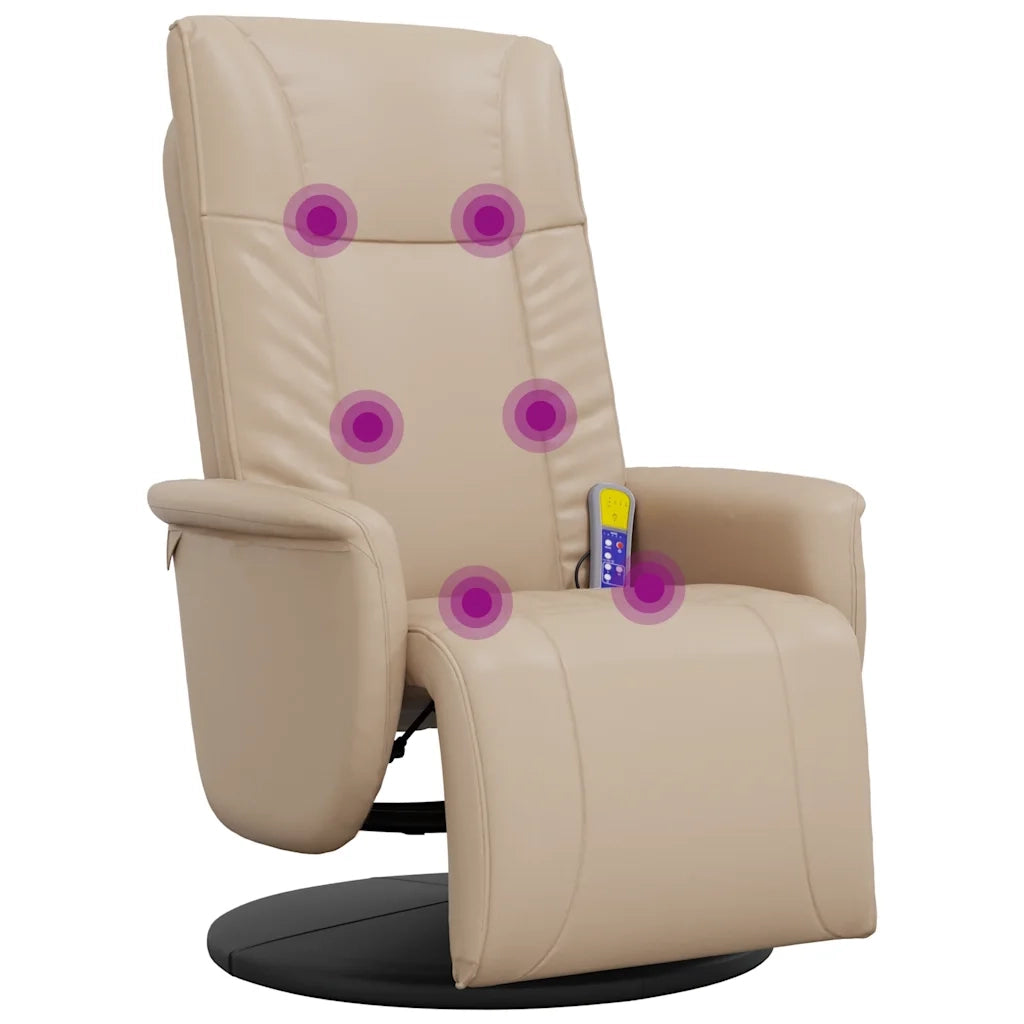 Divano Sedia-Poltrona Reclinabile Massaggi Poggiapiedi Cappuccino Similpelle 562053