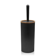 Portascopino wc Nero dettagli effetto legno serie Blob