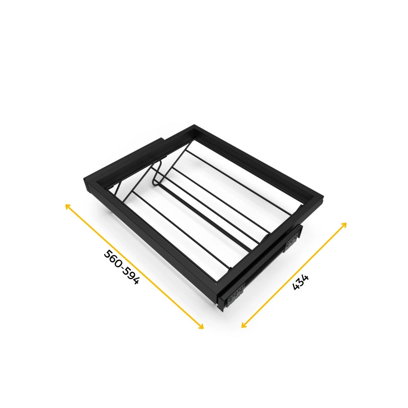 Kit di porta scarpe in metallo e telaio con guide a chiusura ammortizzata per armadio, regolabile, modulo 800 mm, Grig..