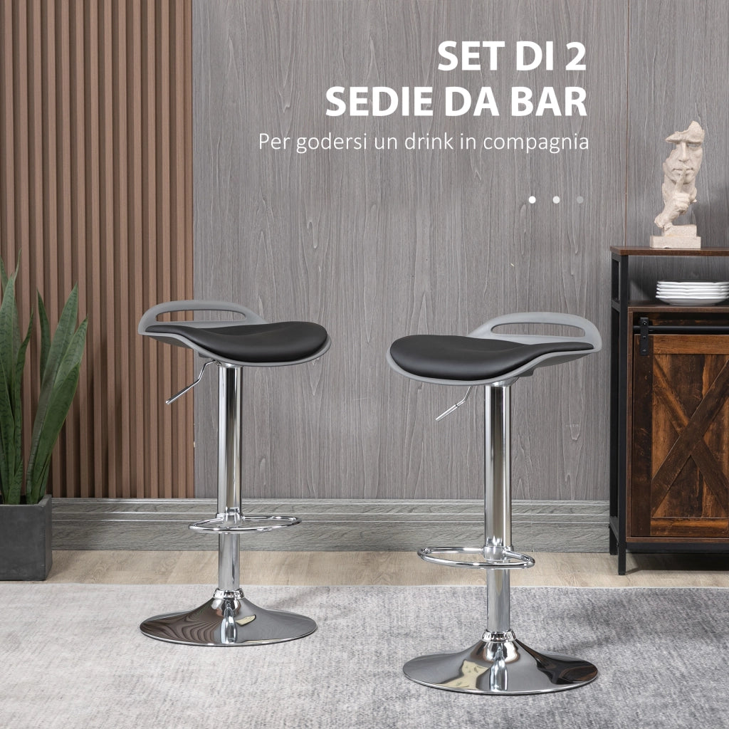 Easycomfort Set di 2 Sgabelli da Bar con Altezza Regolabile e Girevoli con Poggiapiedi, Nero