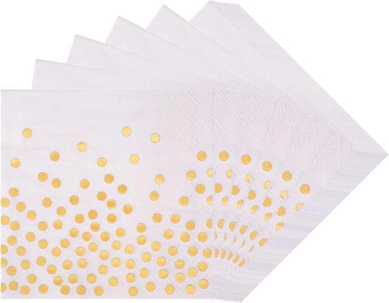 Servetten Champagne Bianchi con Carta Oro - 50 pezzi di carta da tavola da buttare - Decorazione da tavola per uomini donne bambini - Articoli per festa di compleanno Decorazione da tavola