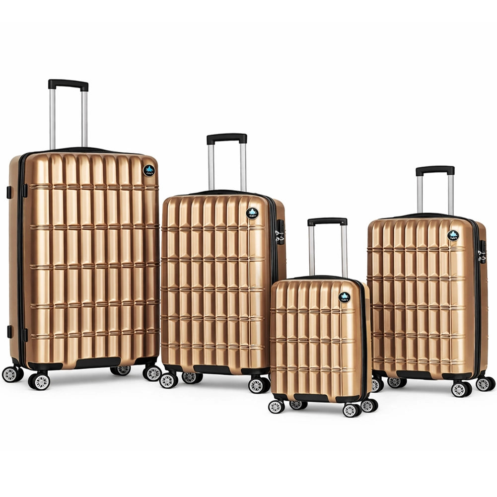Set 4 Valigie Rigide e Resistenti Varie Misure Trolley Viaggio con Ruote Easy Roll Oro