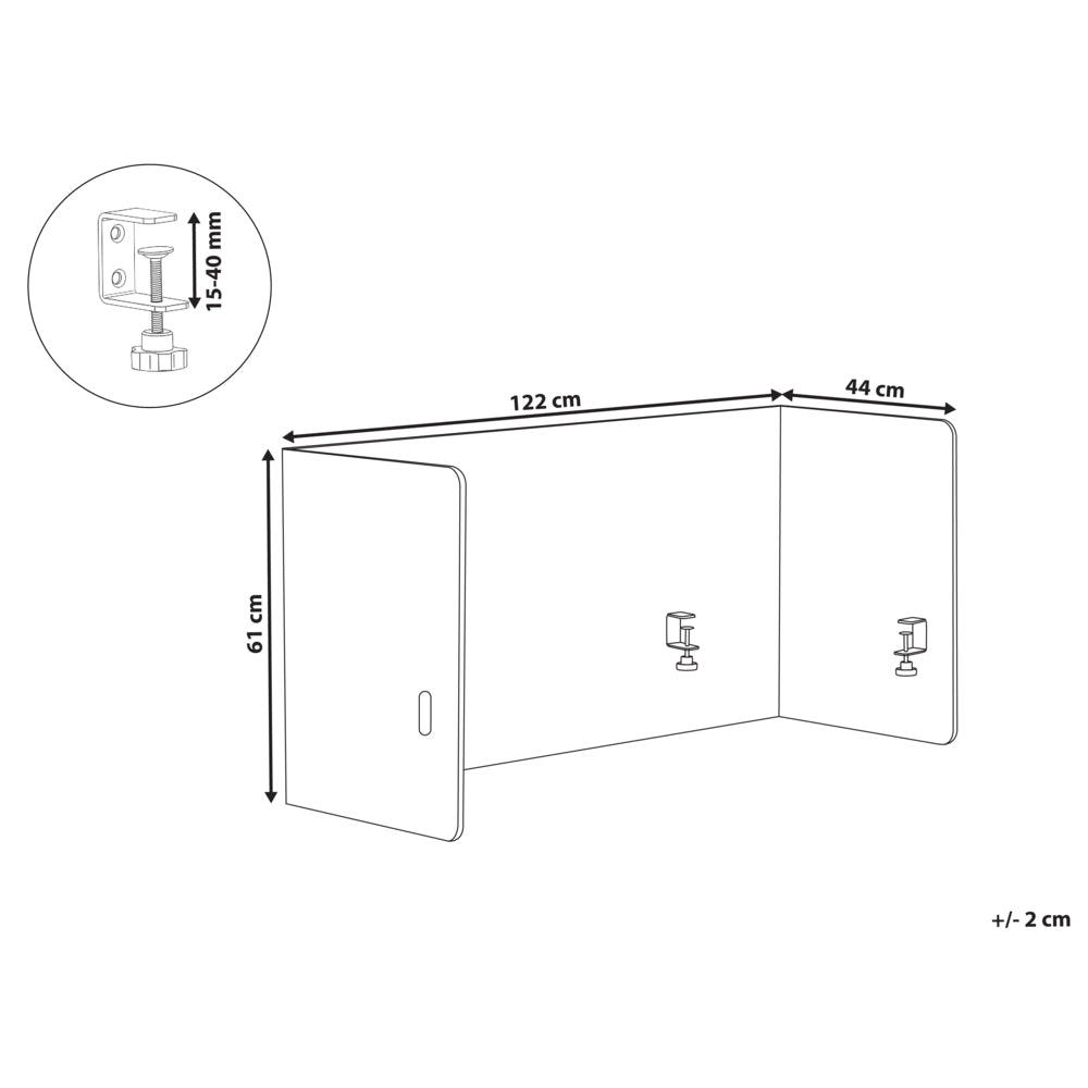 Pannello acustico in tessuto Imbottito 130 x 60 cm beige per scrivania tavolo ufficio