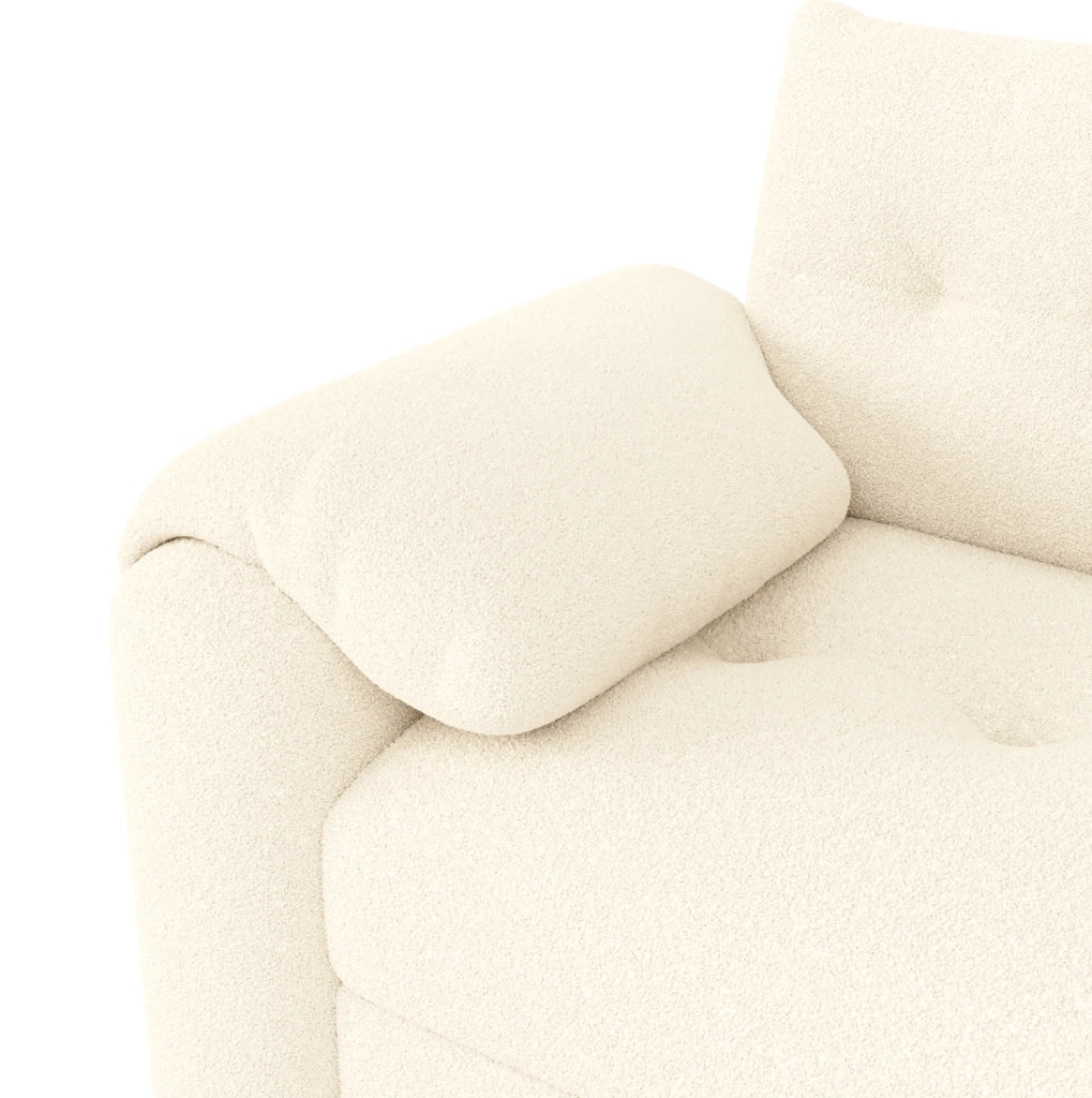 Divano modulare 2 posti con tavolino integrato e contenitore in teddy beige