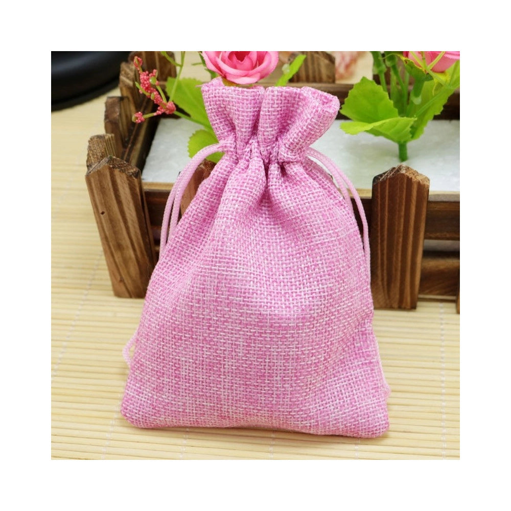 Trade Shop - Sacchetti Juta Rosa Bomboniere Portaconfetti Segnaposto Segnatavolo Sacchettino -
