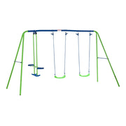 Altalena da Giardino 4 Posti 280x140x178 cm con Cavallina Blu e Verde