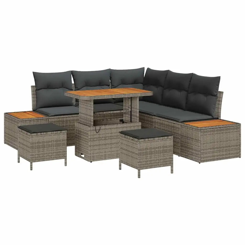 Set Divano da Giardino con cuscino 8 pcs Grigio Poly Rattan 3364868