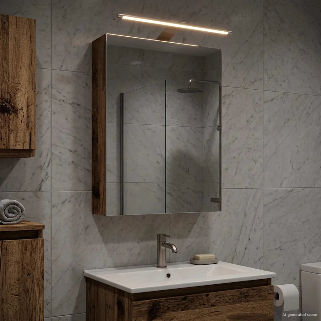 Mobiletto per specchio da bagno con lo scaffale Legno vecchio 889037