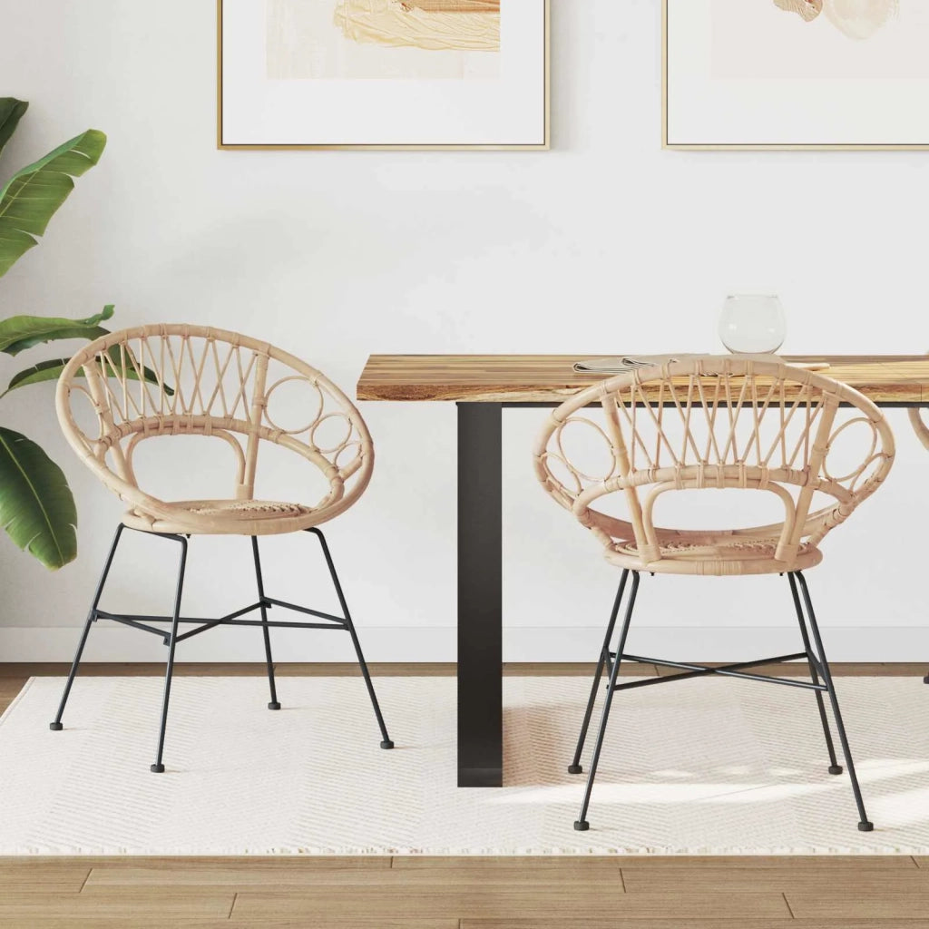 Sedia da pranzo 2 pcs Naturale 49 x 51 x 81 cm Rattan e Ferro