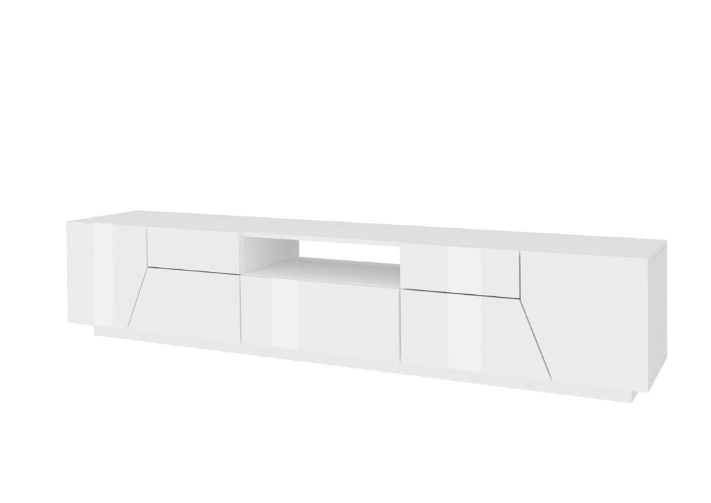 Mobile TV 4 Ante 1 Cassetto 220,1x43x46 cm Alien Bianco Lucido