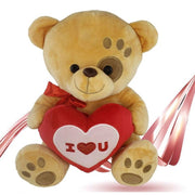 Trade Shop - Peluche Orso Con Cuore Fiocco Rosso Impronta Su Occhio 30cm San Valentino 93772 -