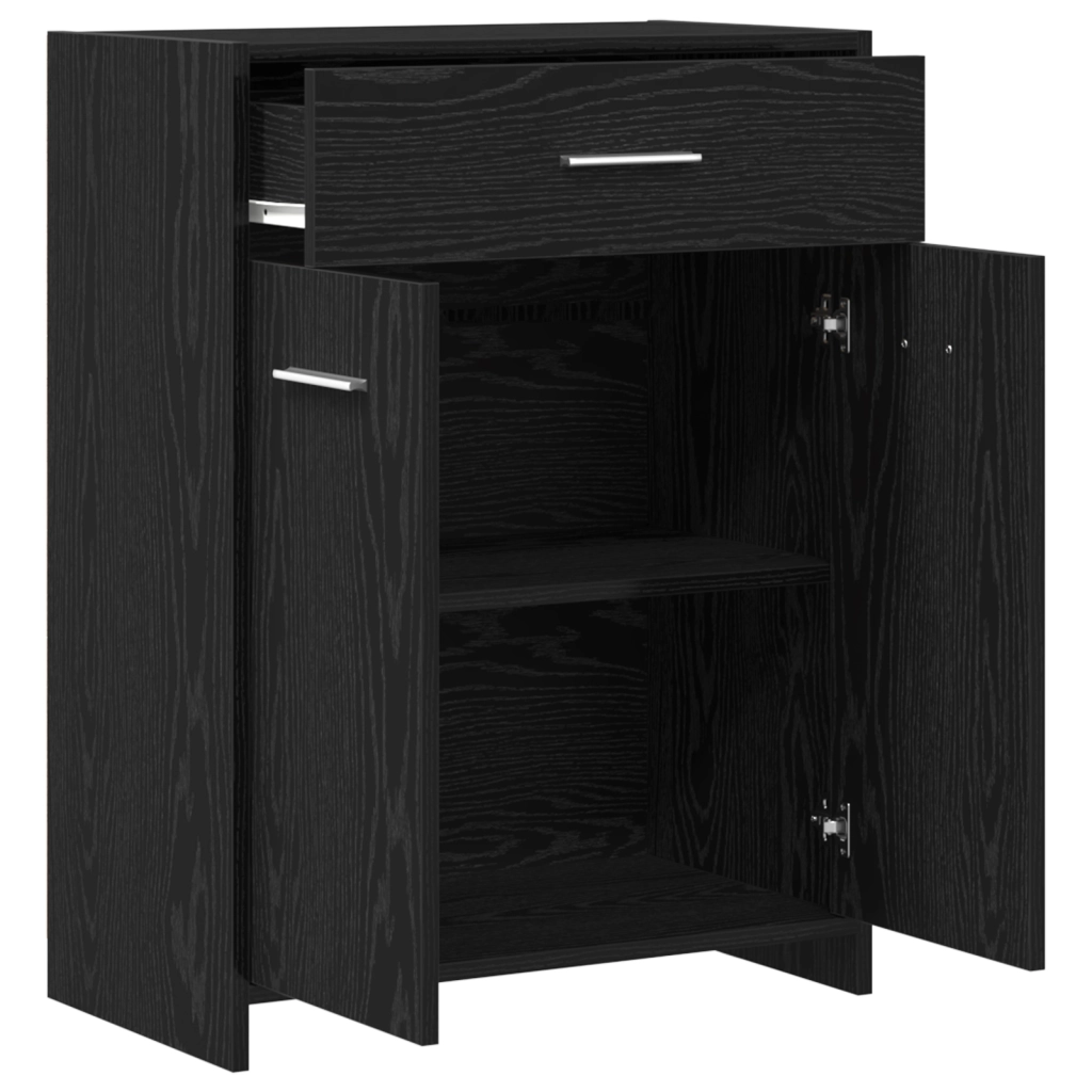Mobile da Bagno  Nero Rovere 60x33x80 cm Legno Ingegnerizzato