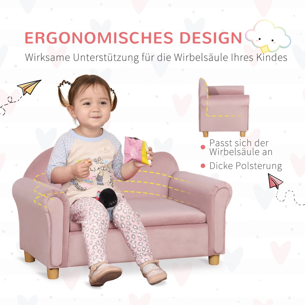 Divanetto bambini con cassetti ¨C Zephmum ¨C 84x41,5x48,5 cm rosa