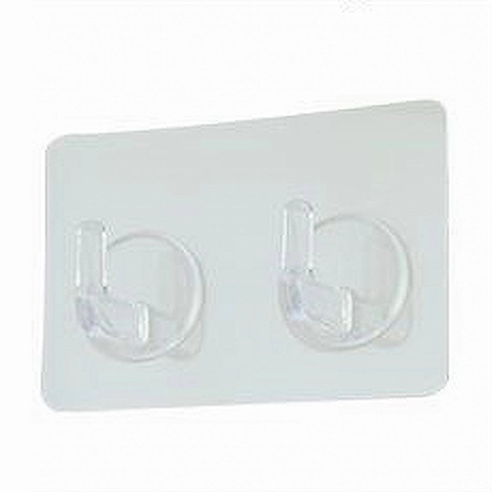 Trade Shop - Set 2pz Ganci Adesivi Appendino Doppio Rettangolare Casa Parete Trasparente 87758 -