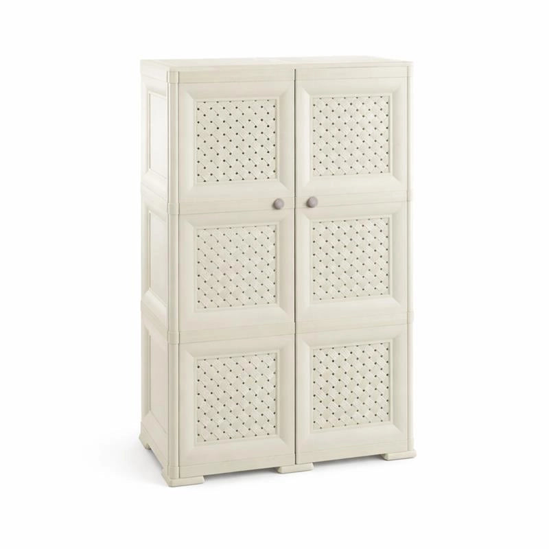 ARMADIO 3 MODULI ANGORA 79X43X125 CM CON ANTA TRAFORATA – CONTENITORE VERTICALE SALVASPAZIO PER ZONA GIORNO