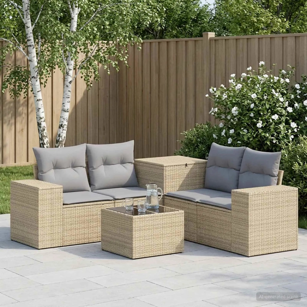 Set di divani 6 pz Beige e Grigio Chiaro 3447577