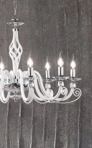 LAMPADARIO 1306 3 LUCI BIANCO E CROMO ATTACCO E14 D.62CM