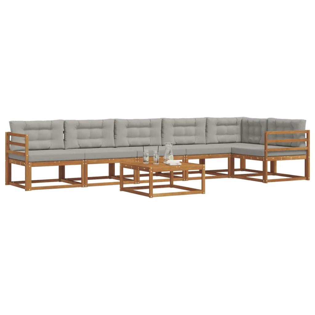 Set di divani da esterno 7 pcs Grigio Naturale e Chiaro