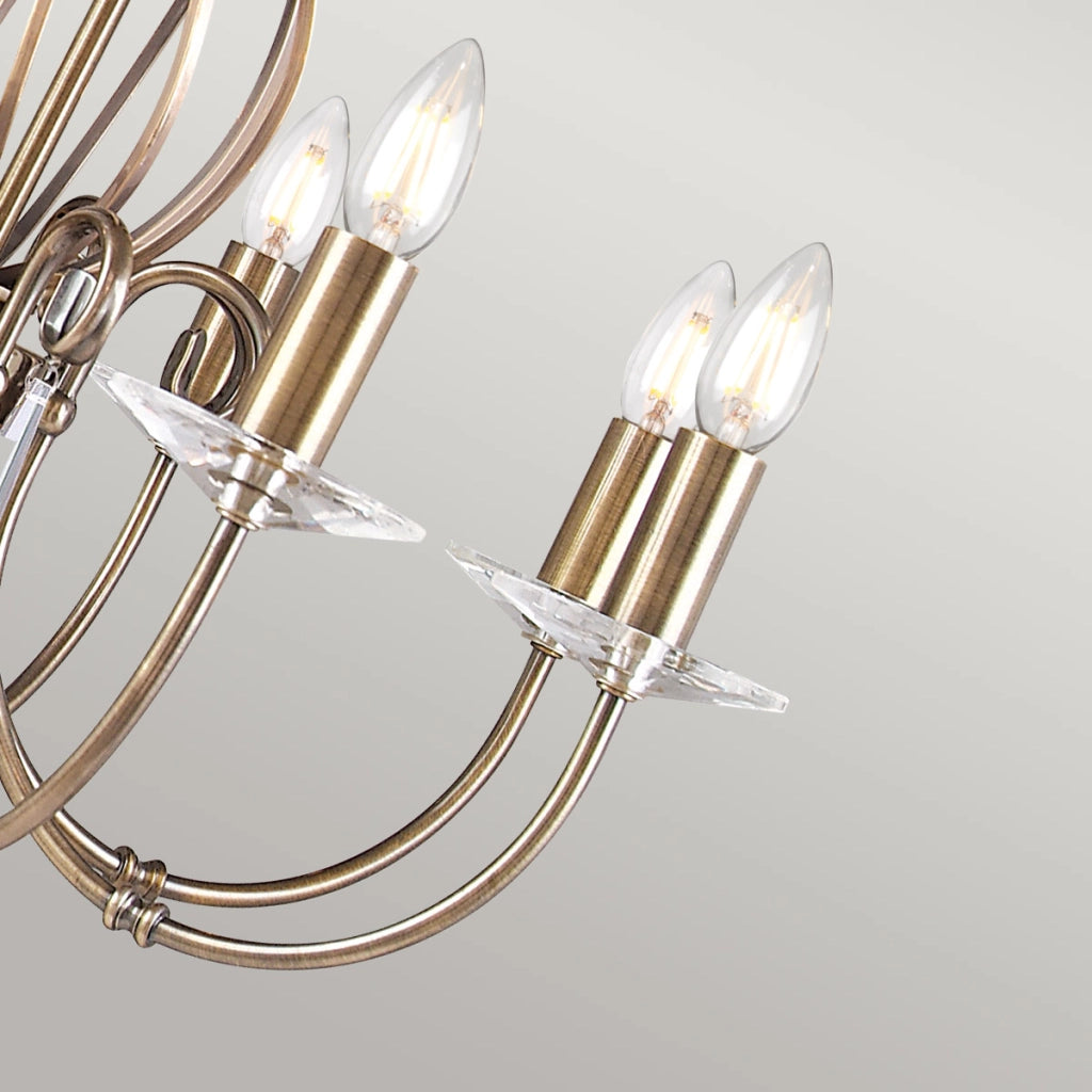 Elstead Aegean - Lampadario a 8 luci con finitura in ottone invecchiato, E14
