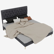 Letto Matrimoniale 140x200 cm con Testiera Imbottita e Spazio Sotto Struttura - Grigio