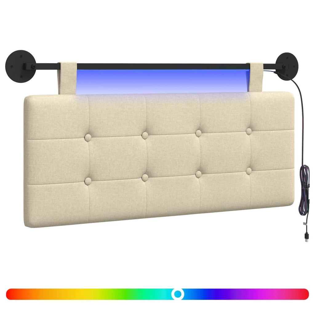 Testiera | Testata sospesa Con luce LED Crema Tessuto