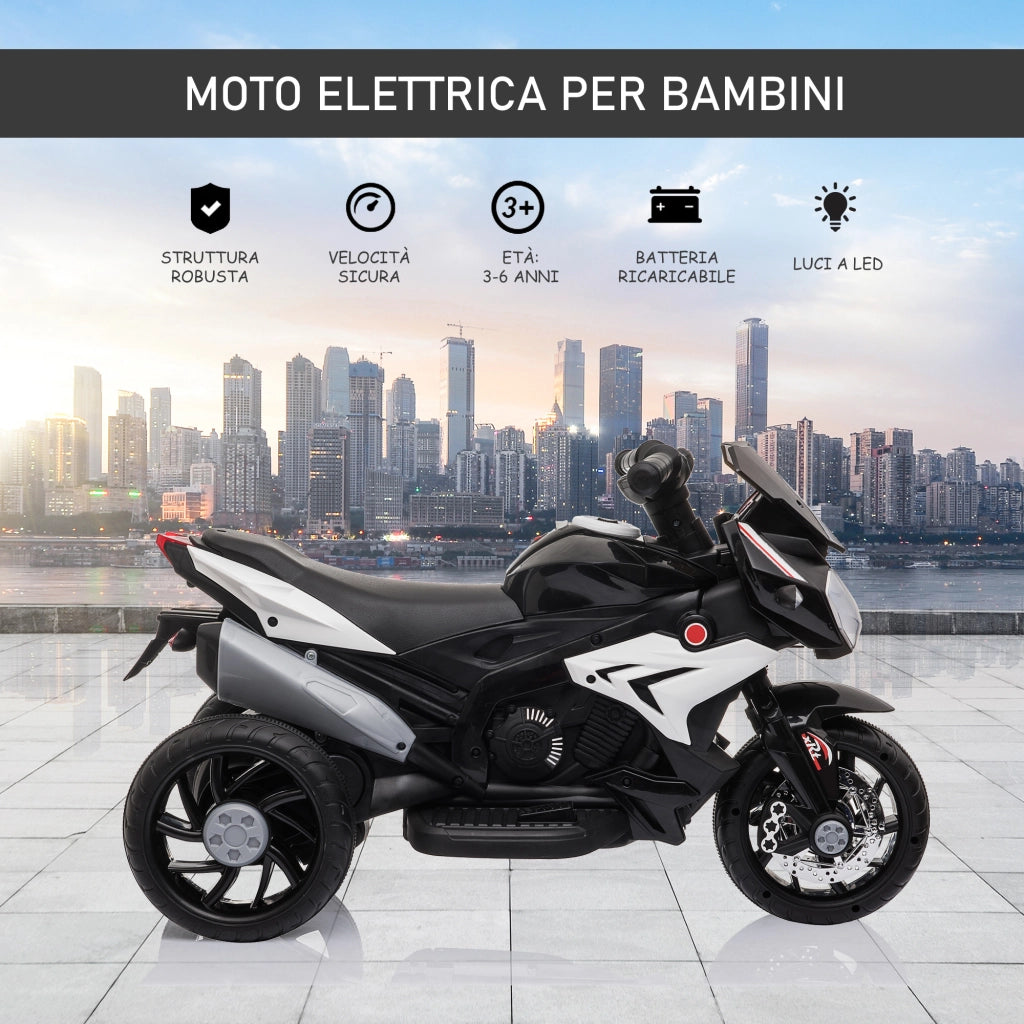 Moto Elettrica per Bambini 3-5 Anni con Luci e Musica ¨C zephmum ¨C Nero 86x42x52 cm