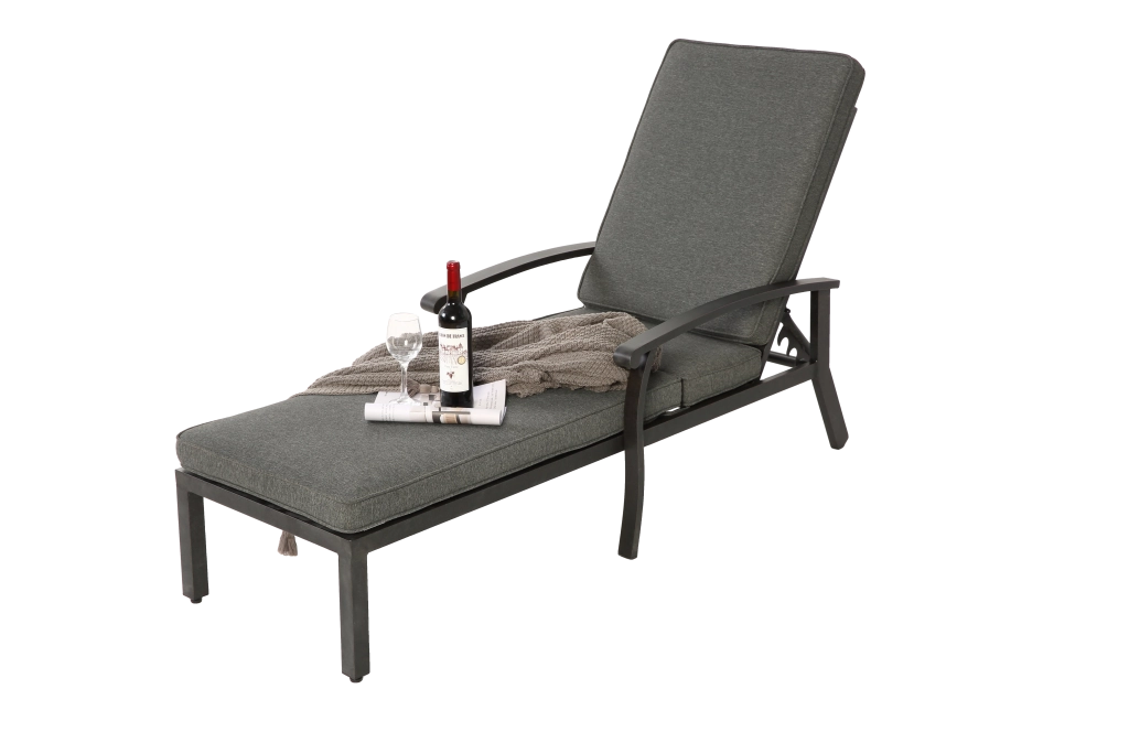 Chaise Longue da Giardino con Cuscini ¨C MINIMAL ¨C Alluminio, Grigio