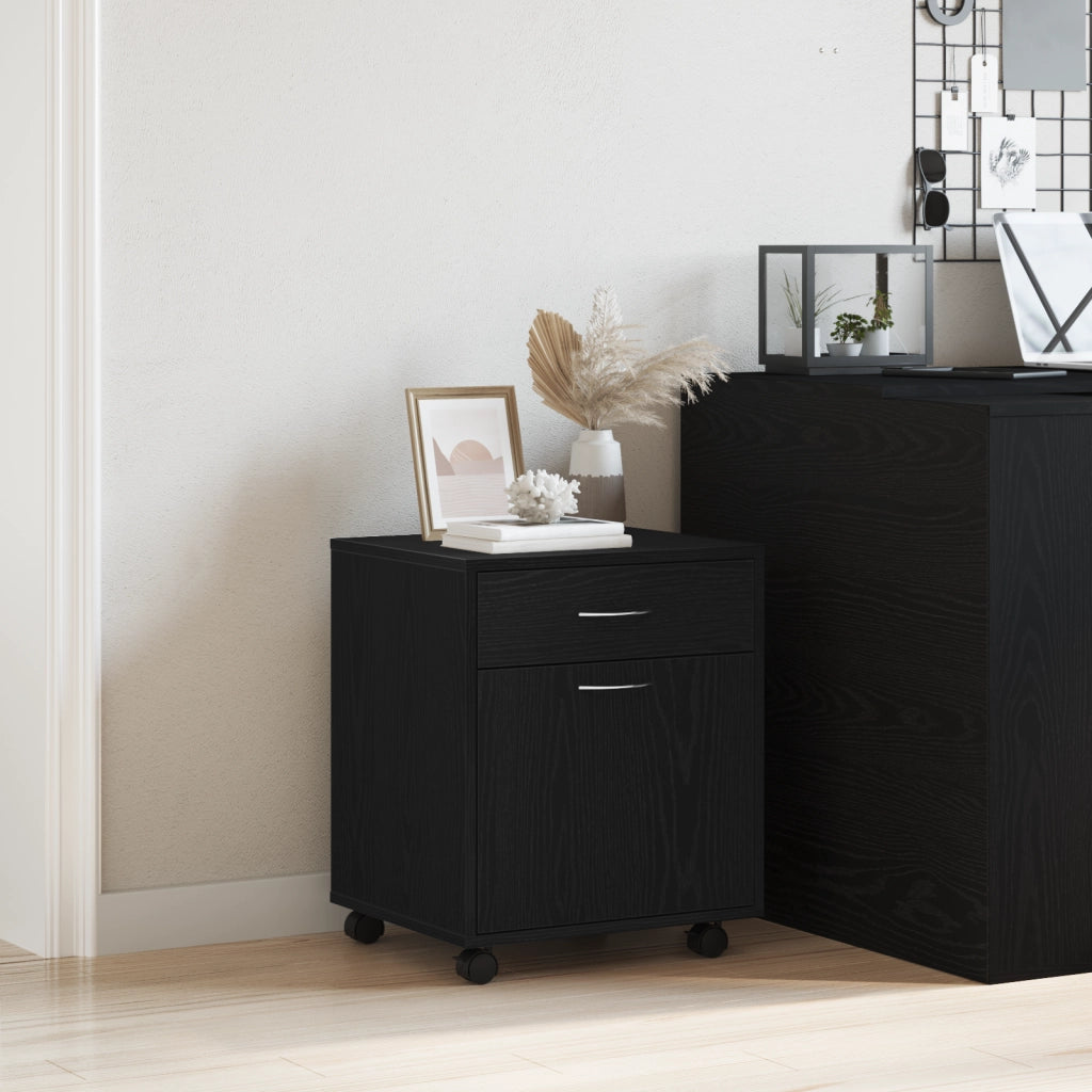 Mobiletto Rolling in Rovere Nero 45x38x54 cm in Legno Ingegnerizzato