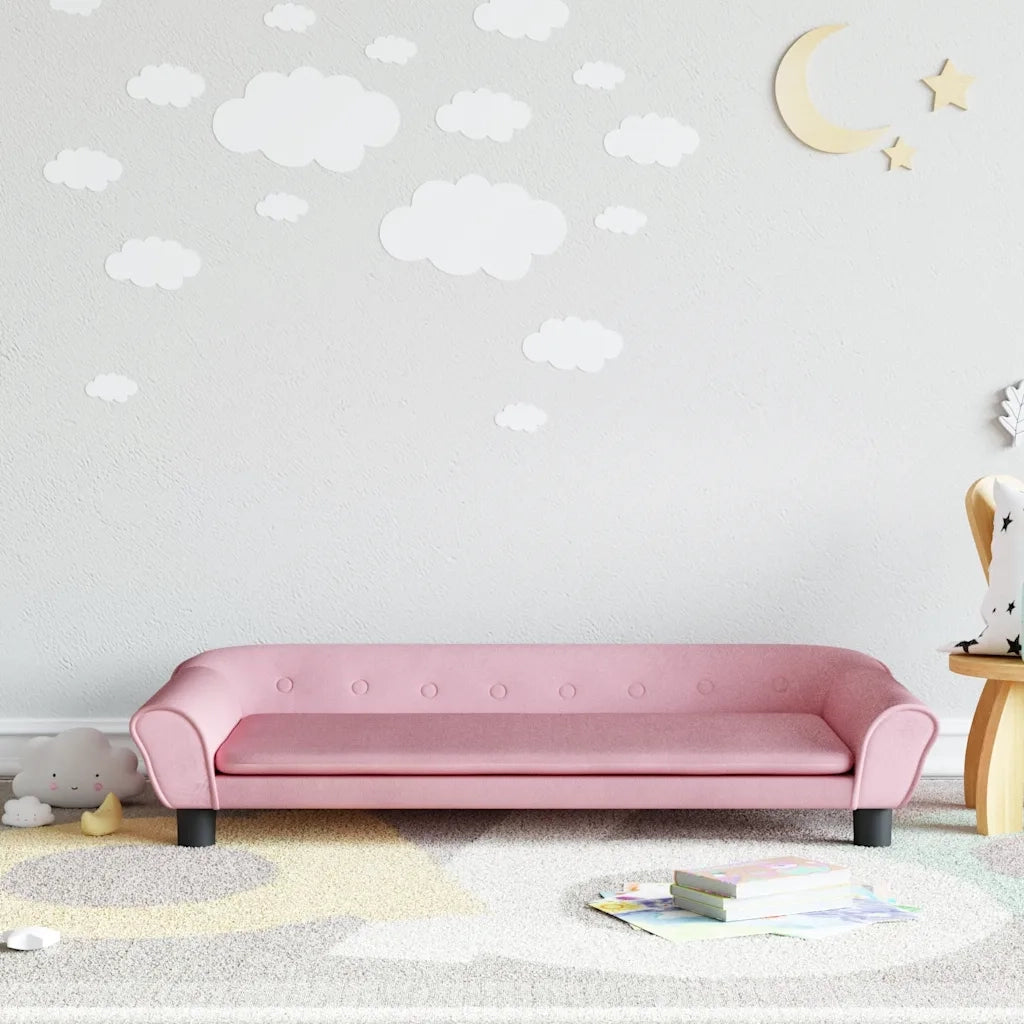 Divano per Bambini-Sofa-Divanetto Rosa 100x50x26 cm in Velluto