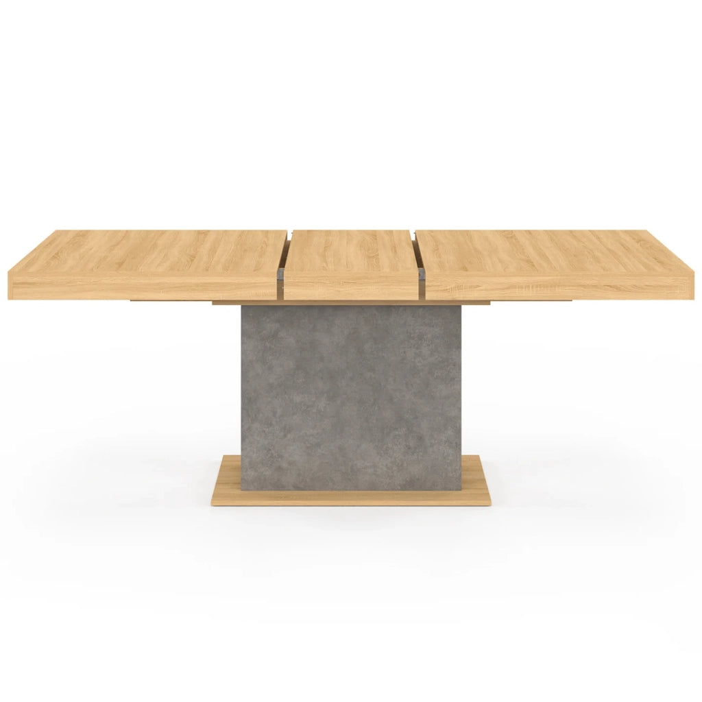 IDMarket - Tavolo da pranzo rettangolare allungabile EDEN 6-10 persone effetto legno e cemento 160-200 cm