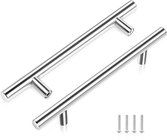 Maniglie da cucina in acciaio inossidabile - 2 pezzi - Finitura liscia - Distanza di apertura 128 mm - Facile da installare - Senza viti di serraggio - Maniglie per porta