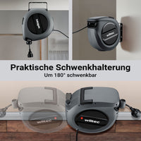 Avvolgicavo elettrico automatico 15 m + 1,5 m, avvolgitore cavo automatico 1500 - 3200 W, prolunga elettrica avvolgibile con staffa a 180°