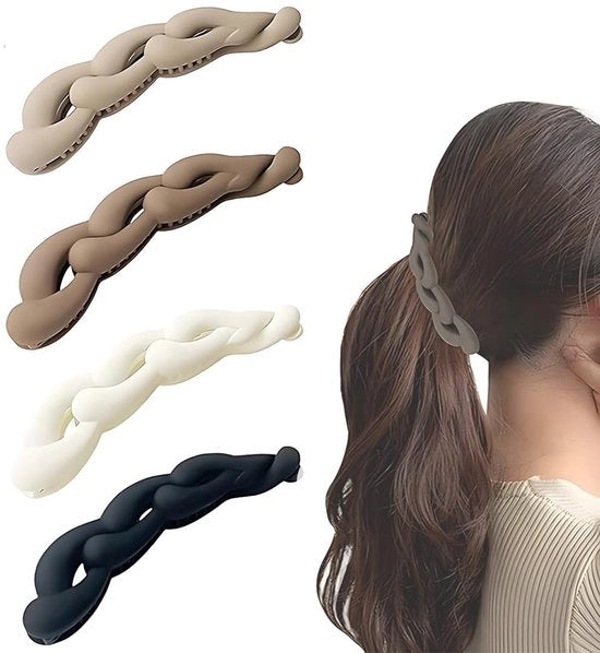 Spille per capelli - 4 pezzi Spille a banana - Antiscivolo - Clip per coda di cavallo vintage - Flessibili - Colla di alta qualità - 10,5 cm - Ferro per capelli