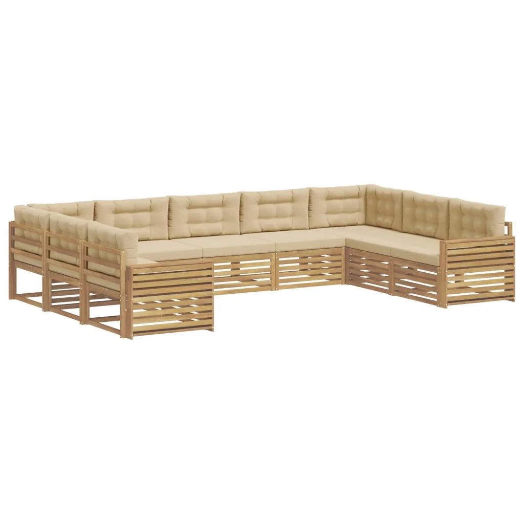 Set di divani da esterno 9 pcs Bianco e Beige 3391163