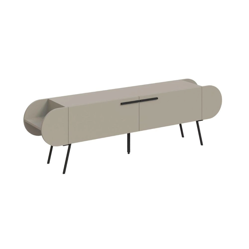 Mobile porta tv capsule con due ante a ribalta e ripiani laterali colore cashmere 195 cm