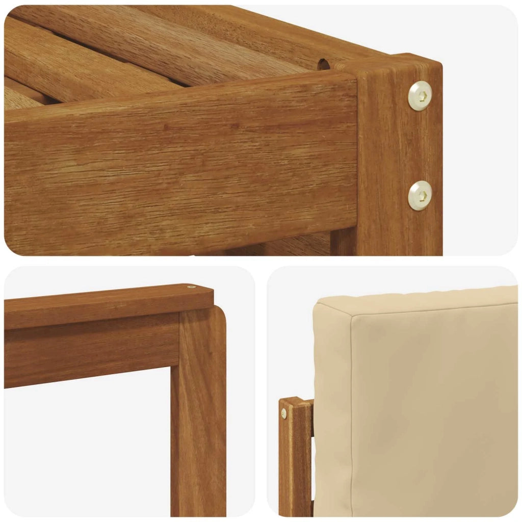 Set divani 6 pcs Naturale e Beige Legno di Acacia Massello 3375238