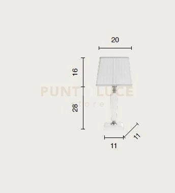 LUME PICCOLO CHERUBINI CRISTALLO E CROMO CON PARALUME BIANCO L.20CM 1 LUCE ATTACCO E14