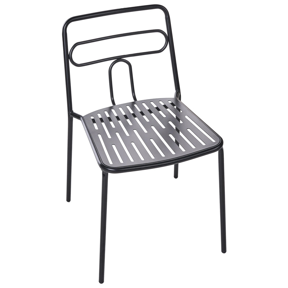 Set di 2 sedie da giardino nero con telaio in acciaio impilabili per esterni Patio moderne